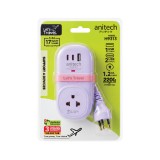 ปลั๊กไฟ Anitech TIS Travel Plug 2200W 1Socket 1.2M USB:1A+2C 17W H9313-PU