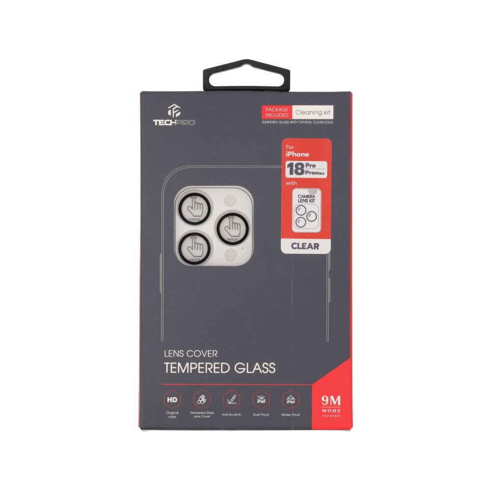 ฟิล์มกันเลนส์ TECHPRO iPhone 18 Pro / 18 Pro Max Camera Ring Lens Crystal Clear