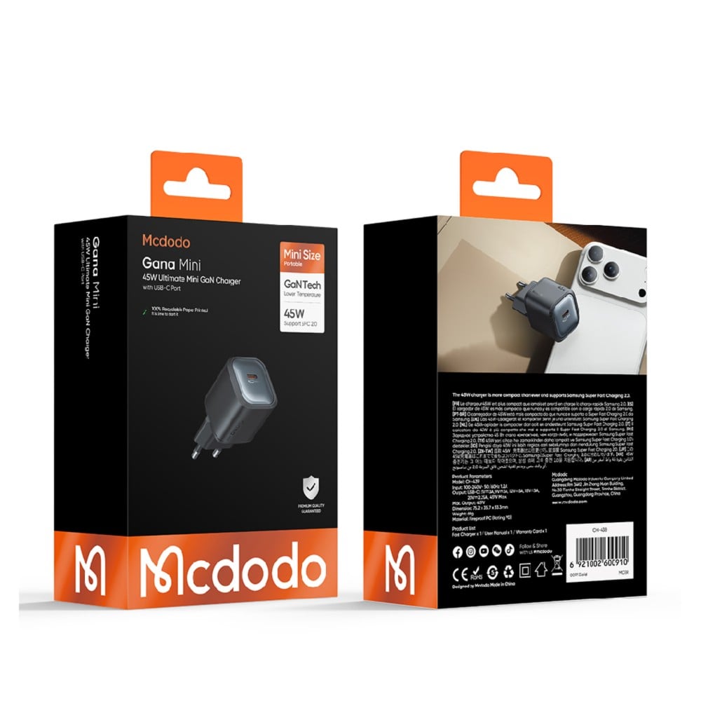 อะแดปเตอร์ MCDODO 45W 1C Ultimate Mini GaN Charger (A4505)