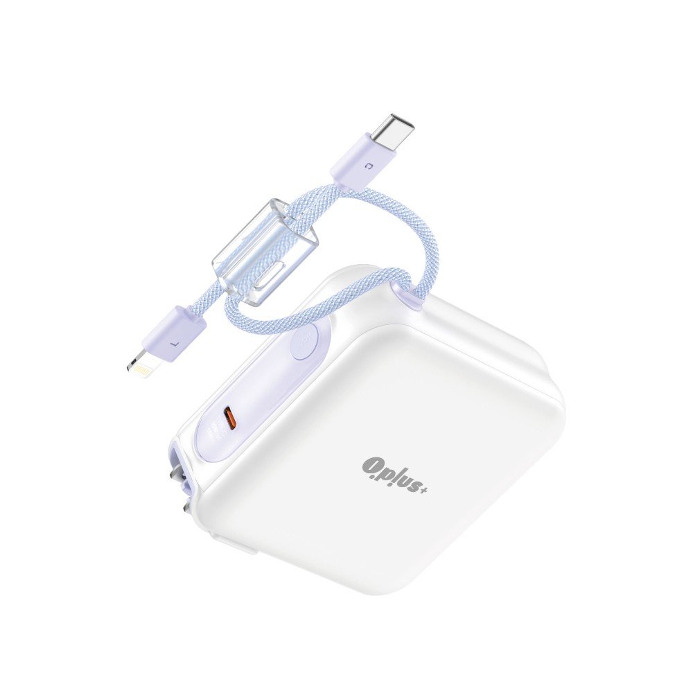 พาวเวอร์แบงค์ QPLUS 15000 mAh 20W Built-in Cable 1 Type-C/1 Lightning LED Display W1514 (CCC) Purple