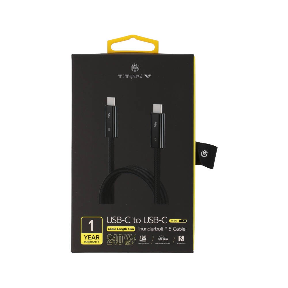 สายชาร์จ TITANV THUNDERBOLT 5 USB-C TO USB-C 240W 1.5M. Knitting Black (TI-C12)
