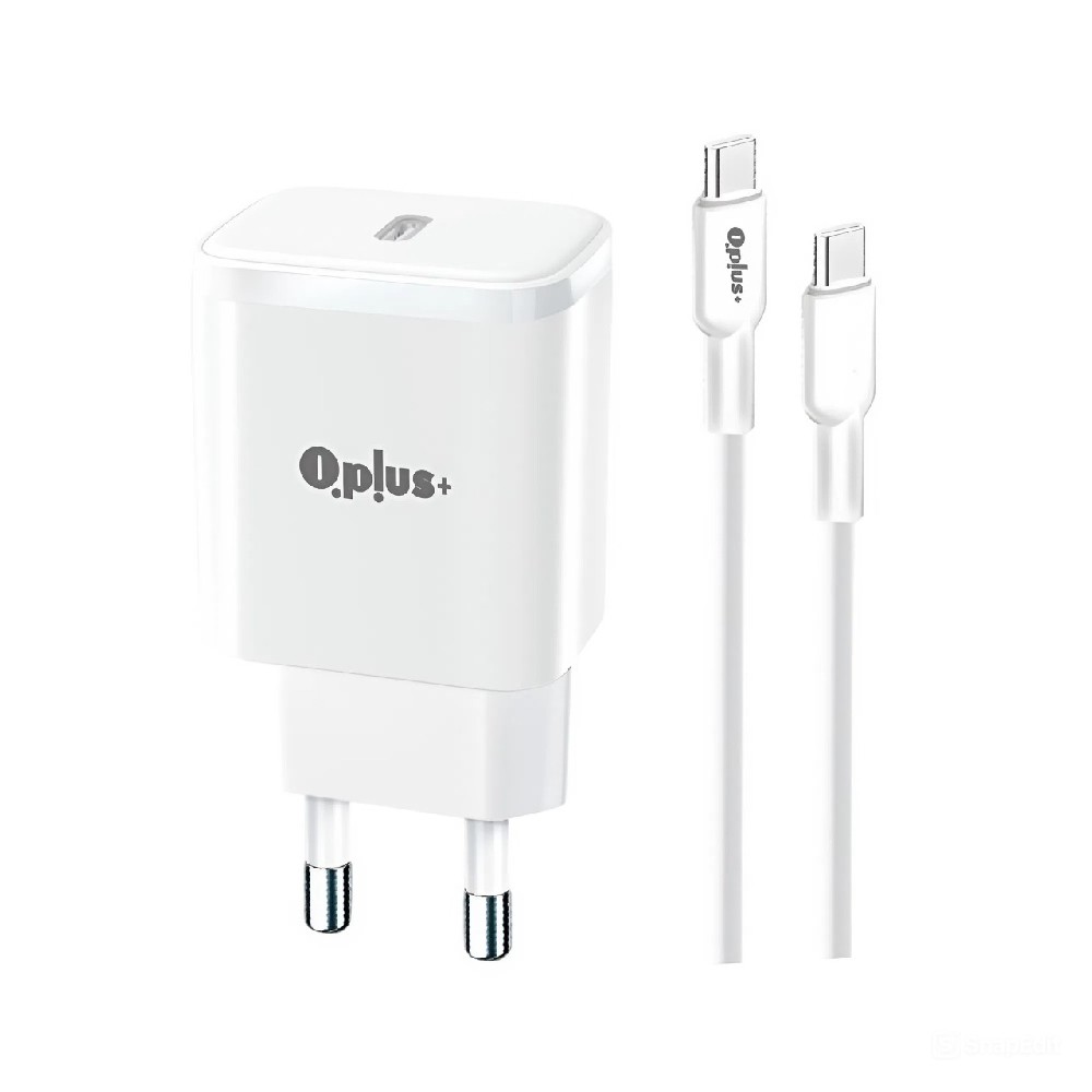 อะแดปเตอร์ QPLUS Wall USB Charger 1 USB-C (PD20W) GaN พร้อมสายชาร์จ USB-C to USB-C 1M. White (AG-201) (TISI)
