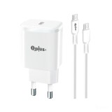อะแดปเตอร์ QPLUS Wall USB Charger 1 USB-C (PD20W) GaN พร้อมสายชาร์จ USB-C to USB-C 1M. White (AG-201) (TISI)