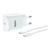 อะแดปเตอร์ QPLUS Wall USB Charger 1 USB-C (PD20W) GaN พร้อมสายชาร์จ USB-C to USB-C 1M. White (AG-201) (TISI)