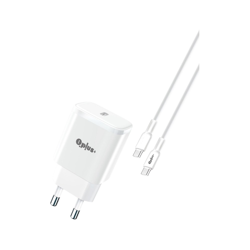 อะแดปเตอร์ QPLUS Wall USB Charger 1 USB-C (PD20W) GaN พร้อมสายชาร์จ USB-C to USB-C 1M. White (AG-201) (TISI)