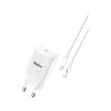 อะแดปเตอร์ QPLUS Wall USB Charger 1 USB-C (PD20W) GaN พร้อมสายชาร์จ USB-C to USB-C 1M. White (AG-201) (TISI)
