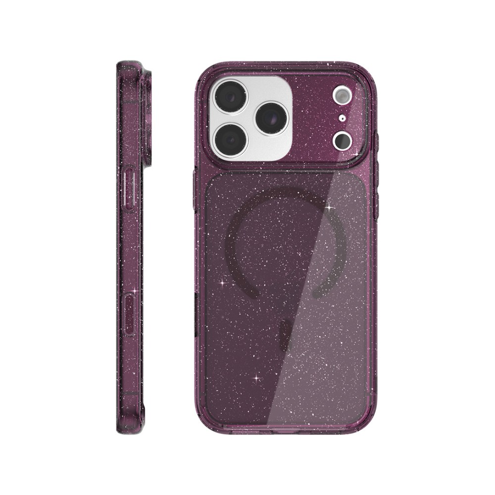 เคส JTLEGEND iPhone 18 Pro Glitter Hybrid Cushion Mag - Burgundy