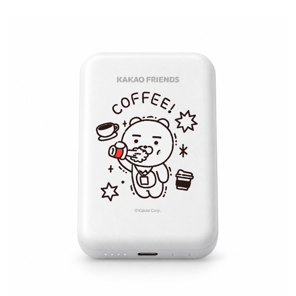 FOX x KAKAO Friends พาวเวอร์แบงค์ Magnetic PD20W 5000 mAh UP0503 (CCC) Life is Hard Coffee White