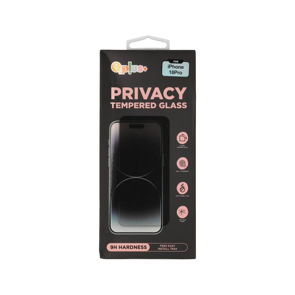 ฟิล์มกันรอย QPLUS iPhone 18 Pro Tempered Glass Privacy Full Coverage Easy Install