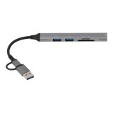 TECHPRO HUB 5-in-2 2xUSB 2.0/USB3.0/Card reader SDTF (HUBTP01)