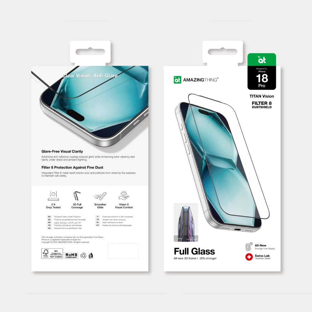 ฟิล์มกันรอย AMAZINGthing iPhone 18 Pro 3D Titan Full Glass