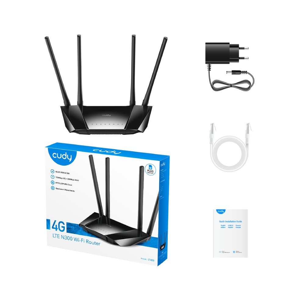 เราเตอร์ Cudy Network LT400 300Mbps Wireless N 4G LTE Router