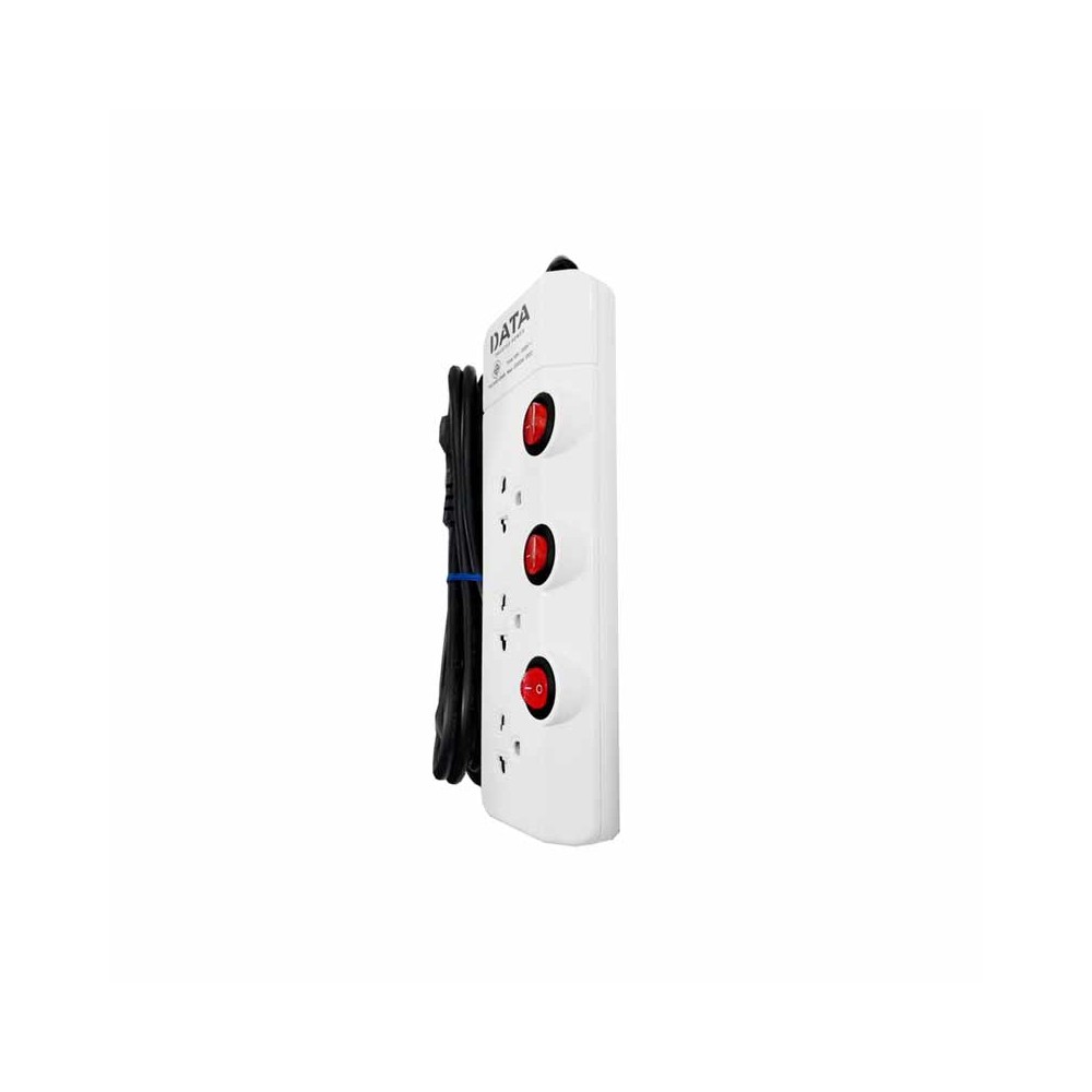ปลั๊กไฟ DATA Plug 3 Way 3 Switch 5M. TIS HM3359M5W White