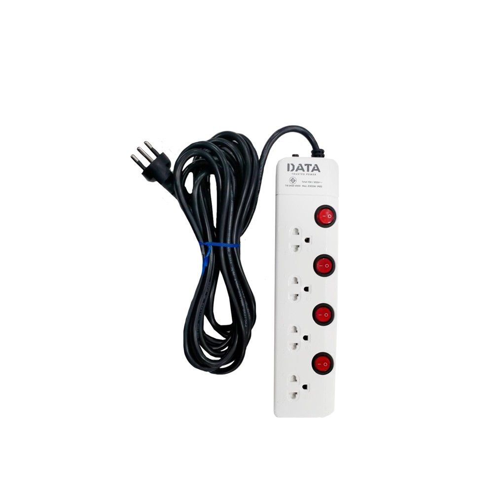 ปลั๊กไฟ DATA Plug 4 Way 4 Switch 5M. HM4496M5W