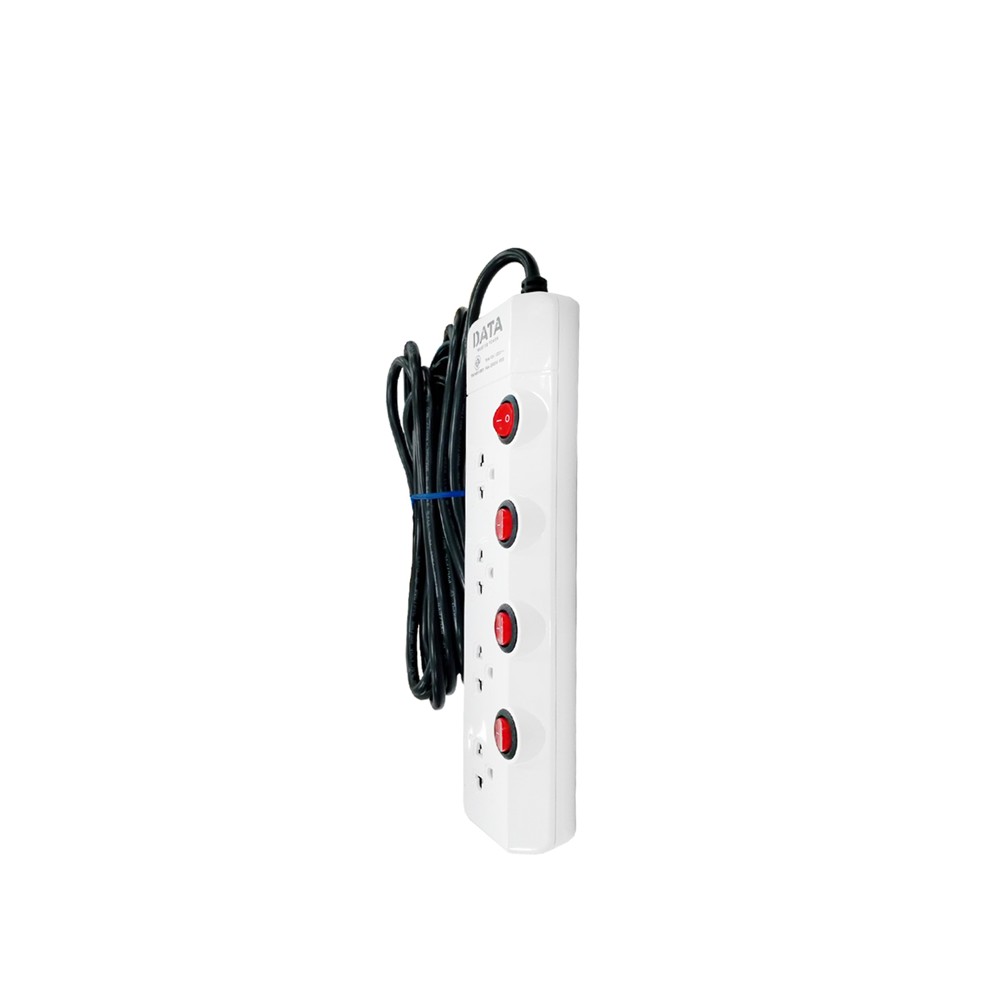 ปลั๊กไฟ DATA Plug 4 Way 4 Switch 5M. HM4496M5W