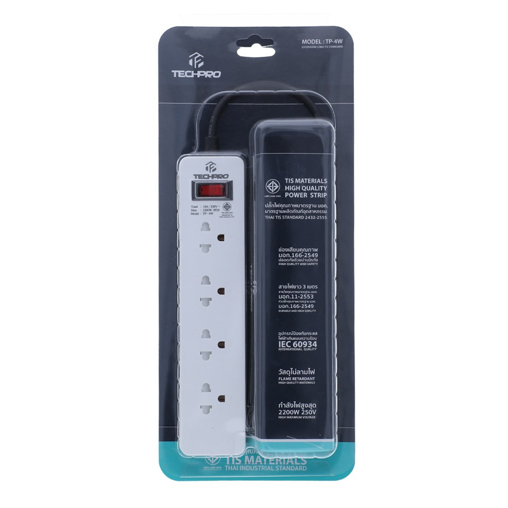 ปลั๊กไฟ TECHPRO 4 Way 1 Switch 3M.