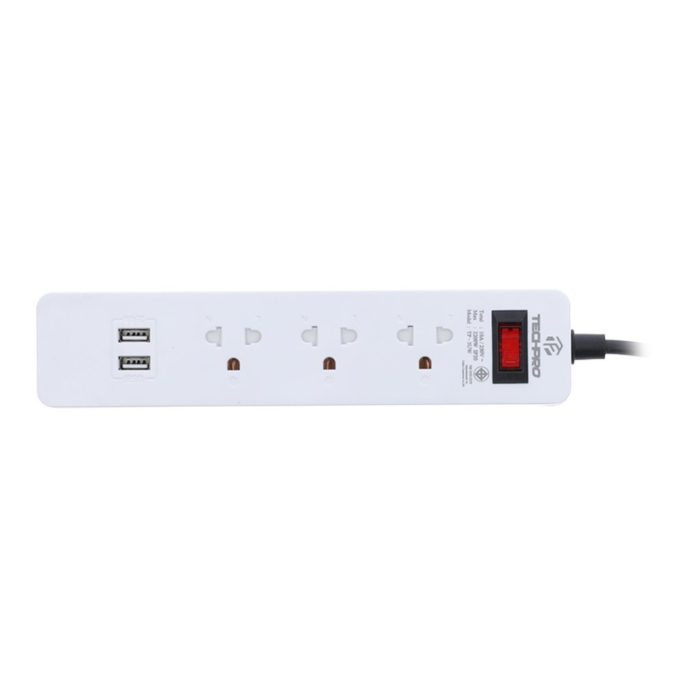 ปลั๊กไฟ TECHPRO Plug 3 Way 1 Switch 2 USB 3M.