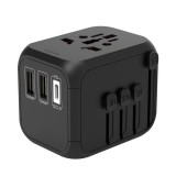 หัวแปลงปลั๊กไฟ Blue Box Travel Adapter with 2 USB-A and 1 USB-C (PD) Port Black