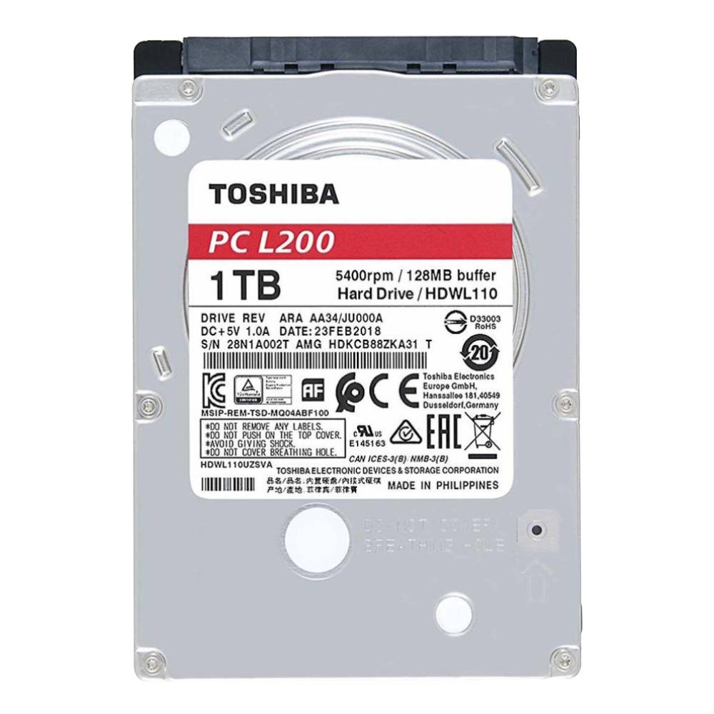 ฮาร์ดดิสก์ Toshiba HDD Notebook 1TB 5400rpm 128MB L200 - 3 Year